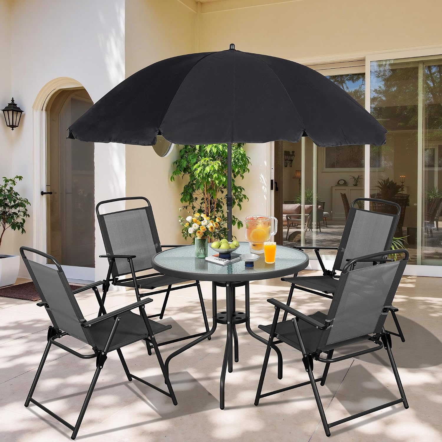 Outdoor Furniture Ideas - 금속 파티오 식탁 세트, 접이식 의자