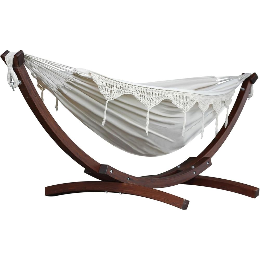 Hammock With Stand - 단단한 소나무 아치형 스탠드가 있는 이중
