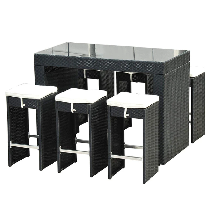 Outdoor Furniture Europe - 7피스 라탄 바 세트 정원 위커