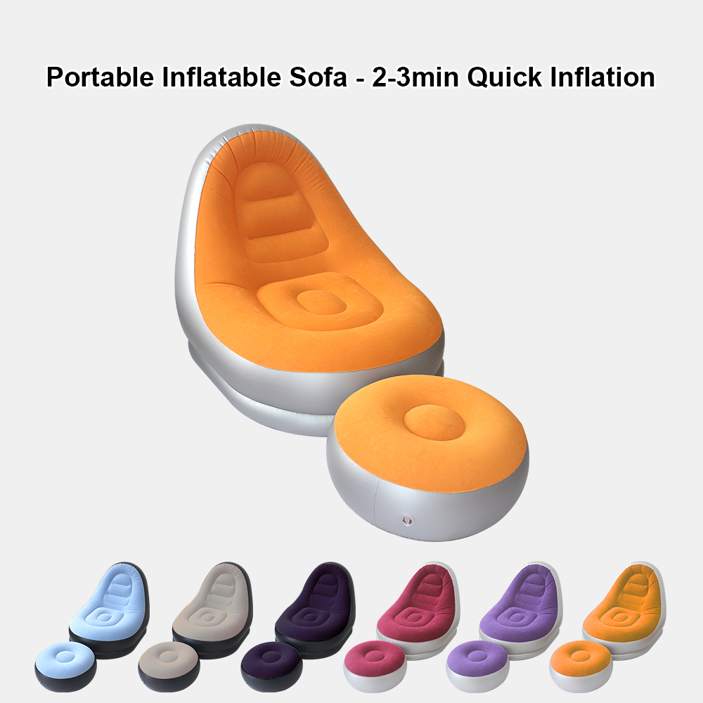 Outdoor Furniture Ideas - 휴대용 다색 에어 소파 세트(풋스툴 포함)