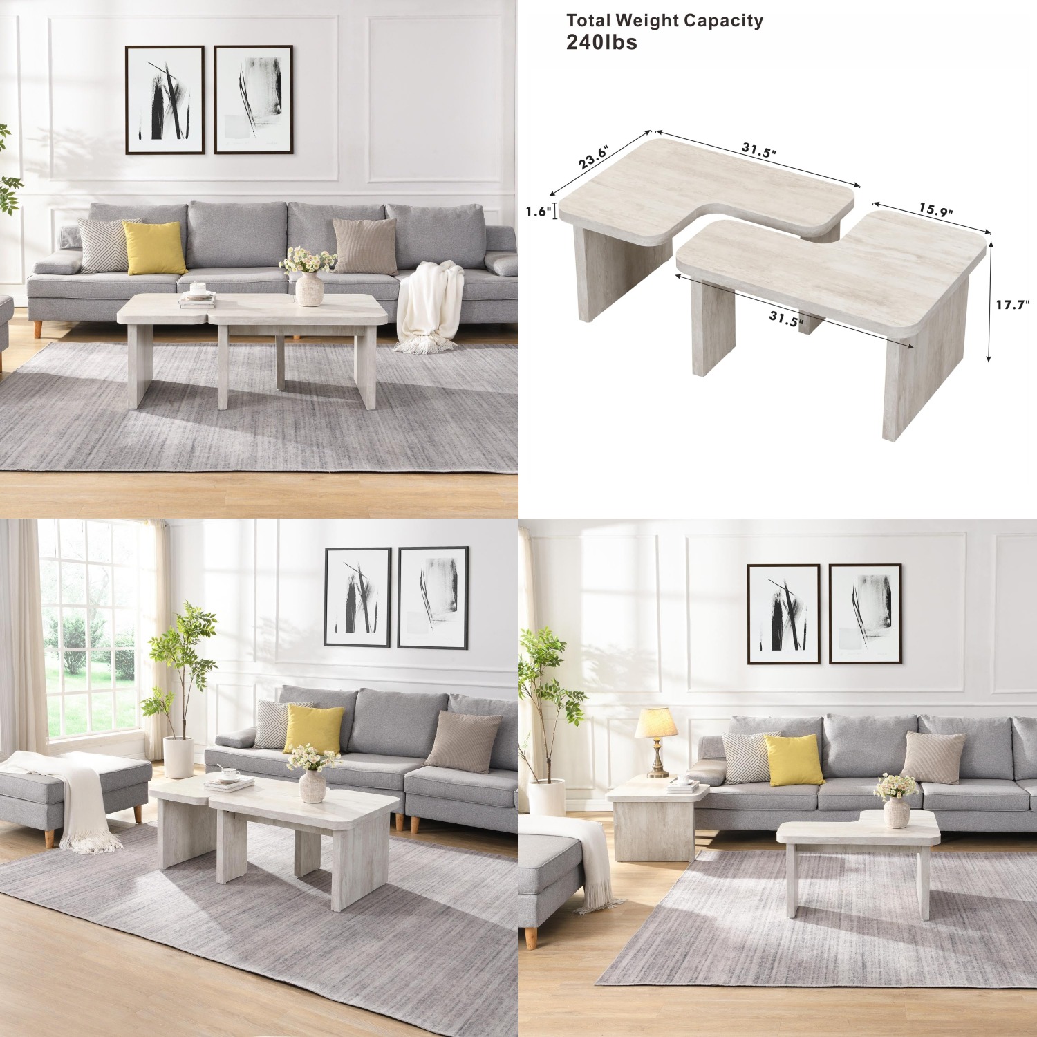 Outdoor Furniture L Shape - 분리 가능한 직사각형 목재 커피 테이블