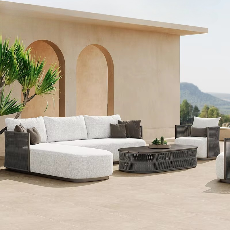 Outdoor Furniture L Shape - 파티오 세트 정원 수영장 로프 모던
