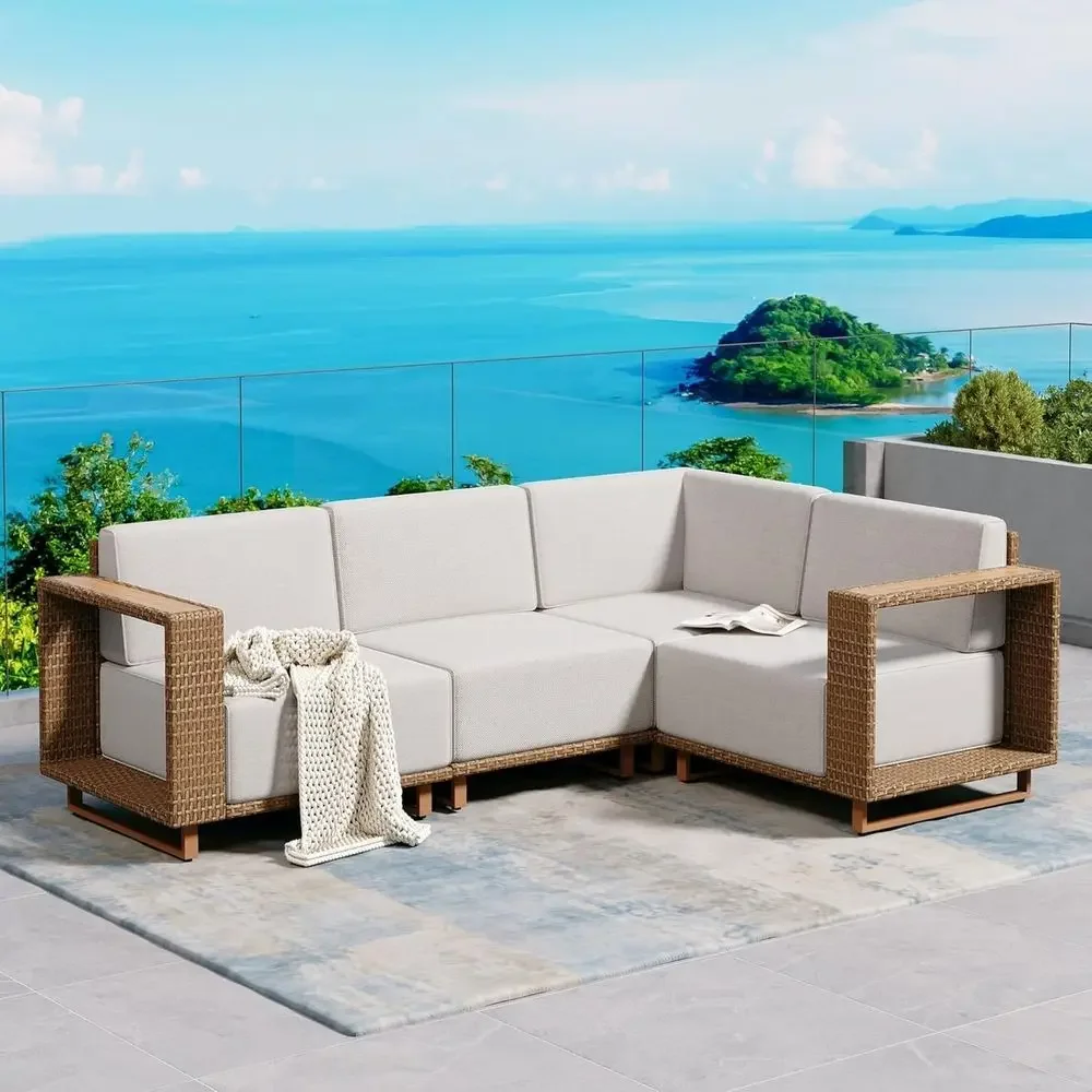 Outdoor Furniture L Shape - L자형 야외 섹셔널 소파(두꺼운 쿠션 10개