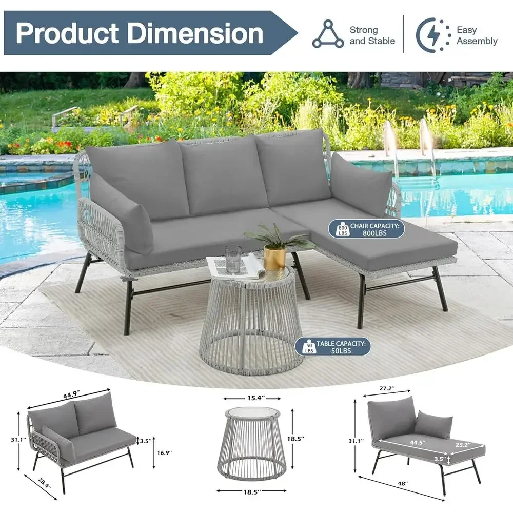 회색 L자형 섹셔널 파티오 가구 세트(쿠션 및 유리 커 - Outdoor Furniture L Shape 리뷰 및 가격