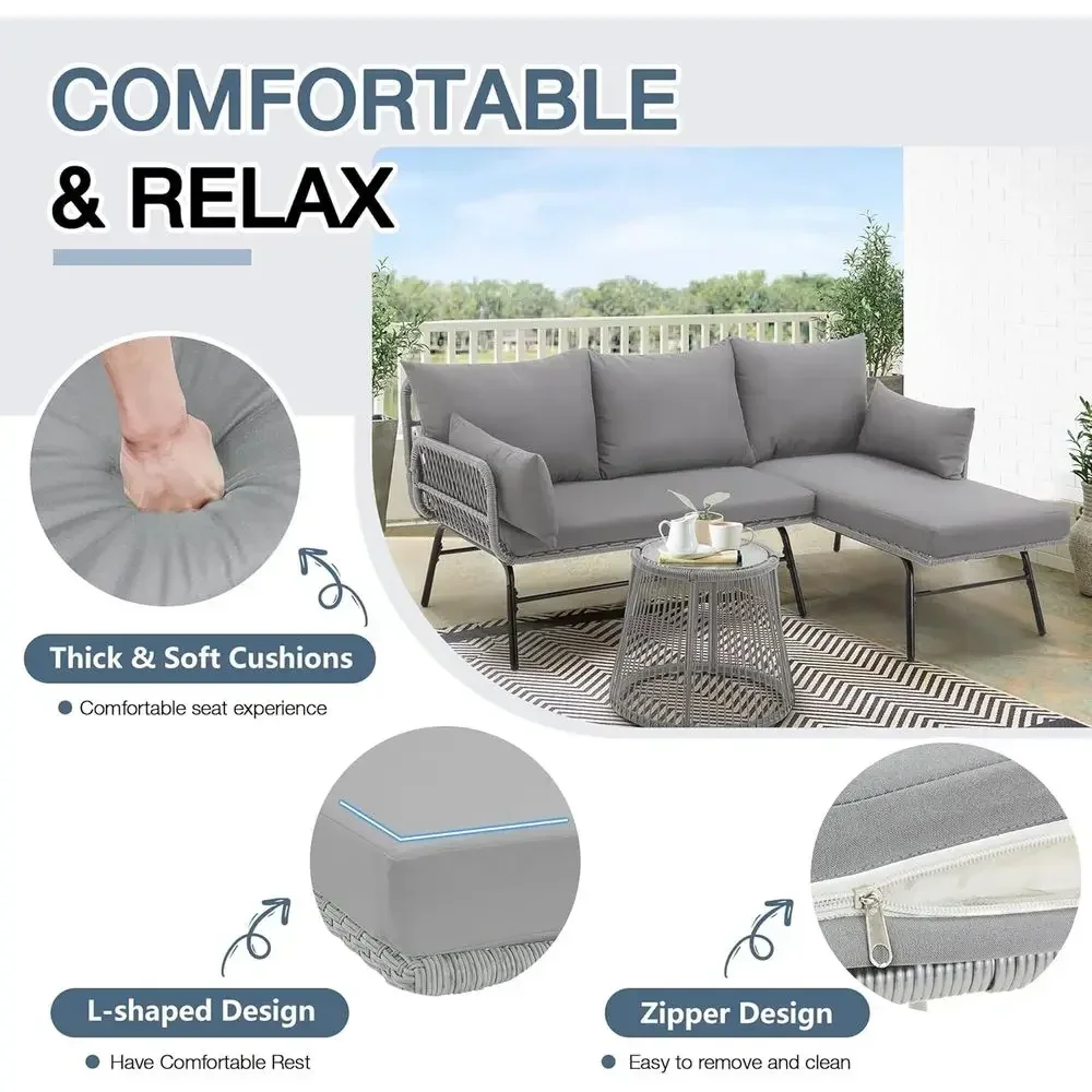 회색 L자형 섹셔널 파티오 가구 세트(쿠션 및 유리 커 - Outdoor Furniture L Shape 리뷰 및 가격