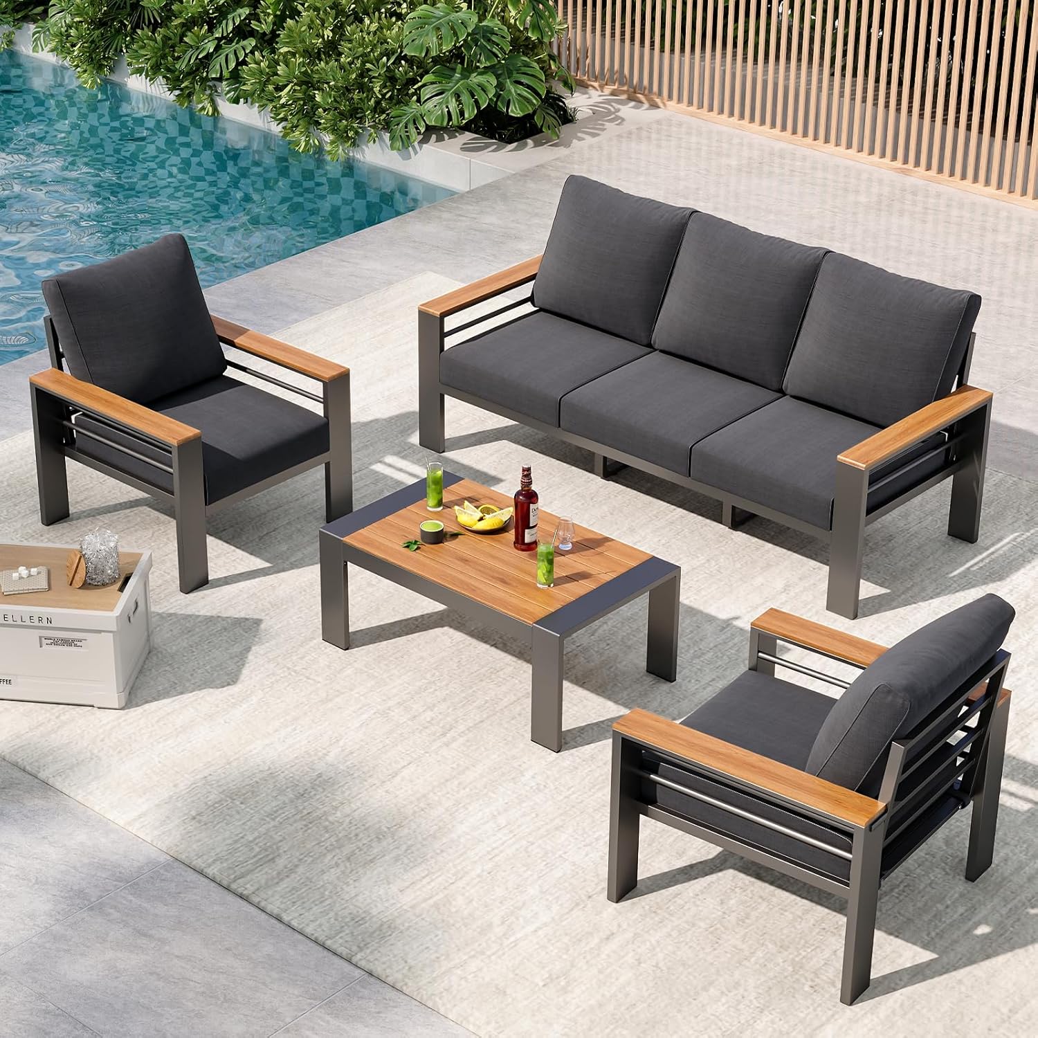 파티오 가구 세트, 대형 좌석이 있는 알루미늄 야외 가 - Outdoor Furniture Ideas 리뷰 및 가격