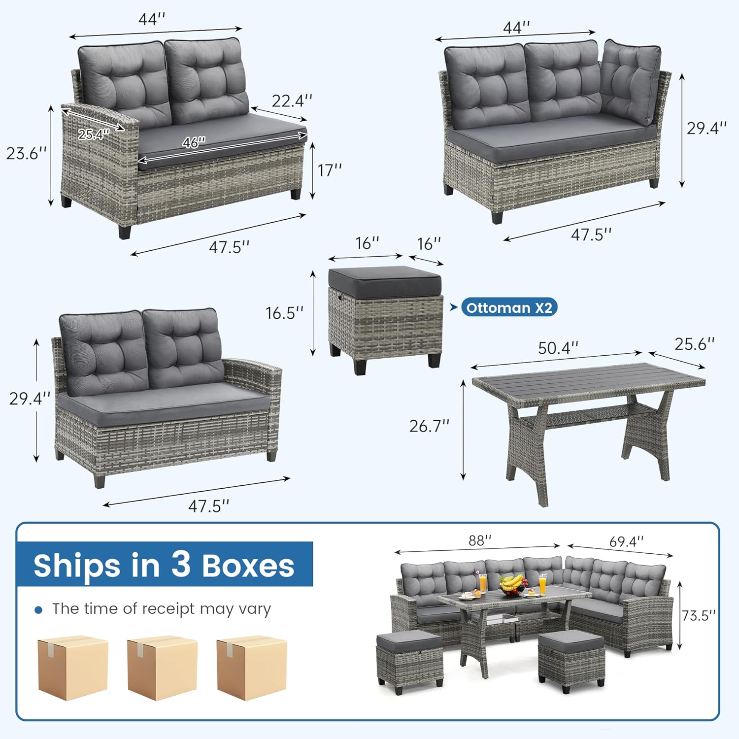 6피스 파티오 가구 세트, 식사 및 대화용 세트, 그레 - Outdoor Furniture Ideas 리뷰 및 가격