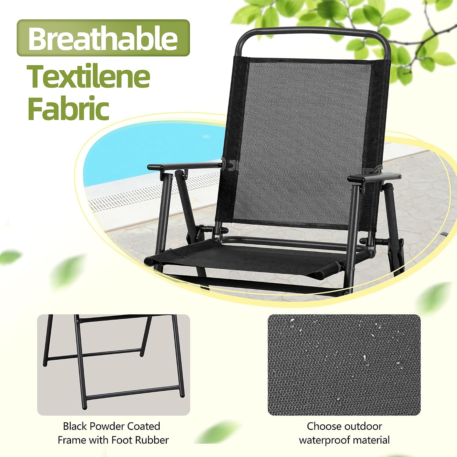 금속 파티오 식탁 세트, 접이식 의자 및 강화 유리 테 - Outdoor Furniture Ideas 리뷰 및 가격