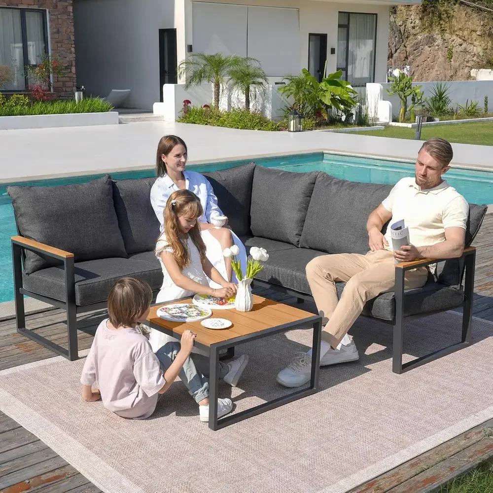 6피스 야외용 섹셔널 소파 세트(사이드 테이블 포함), - Outdoor Furniture L Shape 리뷰 및 가격
