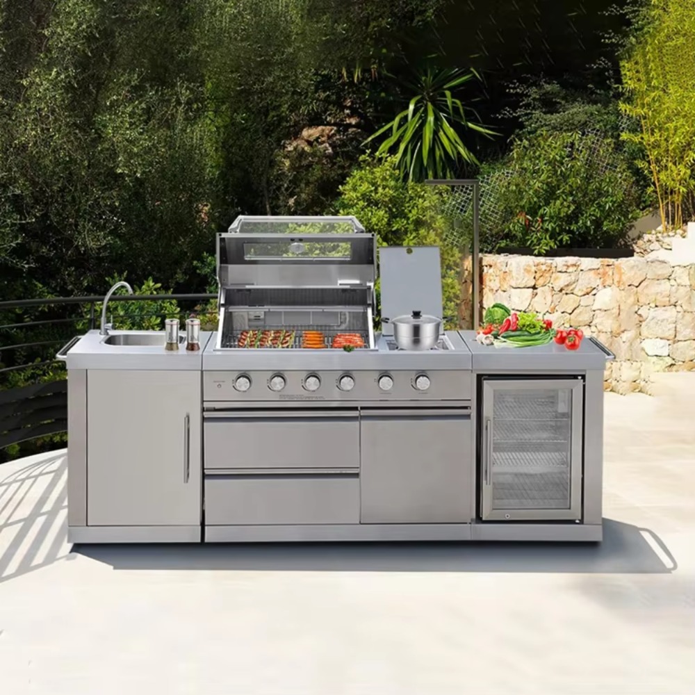 지붕이 있는 야외 주방, 내후성 바베큐 캐비닛 세트,  - Outdoor Furniture Ideas 리뷰 및 가격