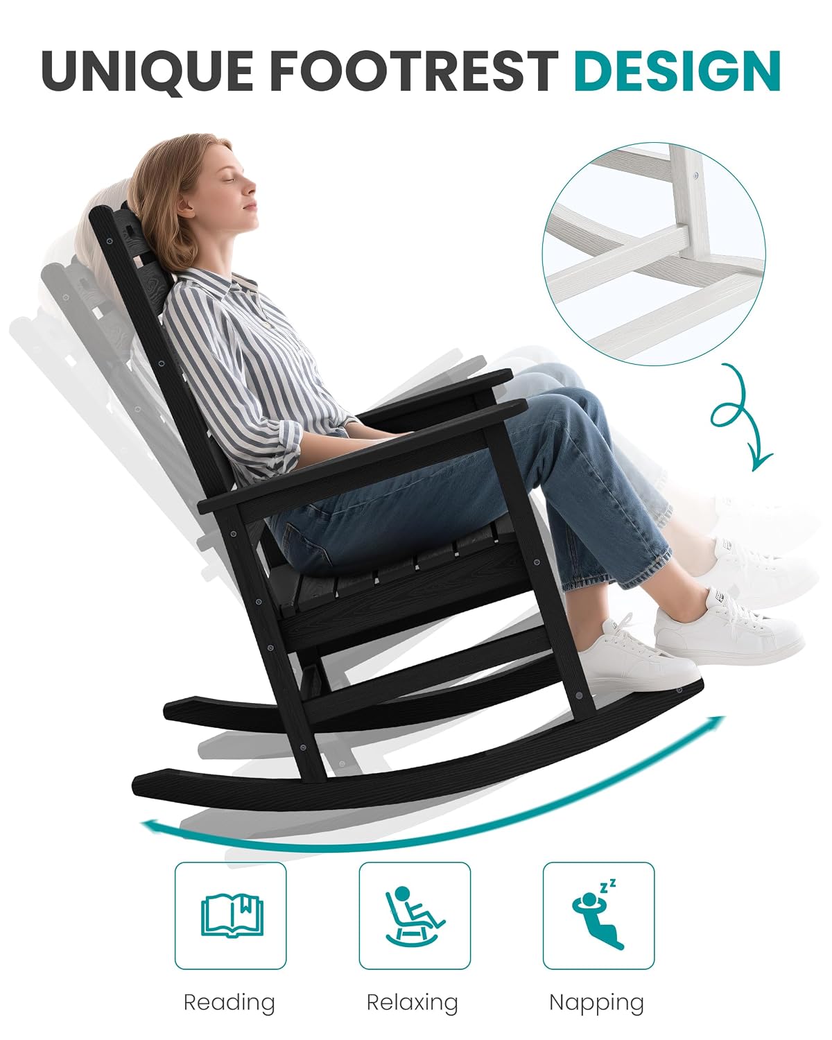 발받침대가 있는 대형 야외 흔들의자, 데크 파티오 발코 - Deck Chair Lounger 리뷰 및 가격