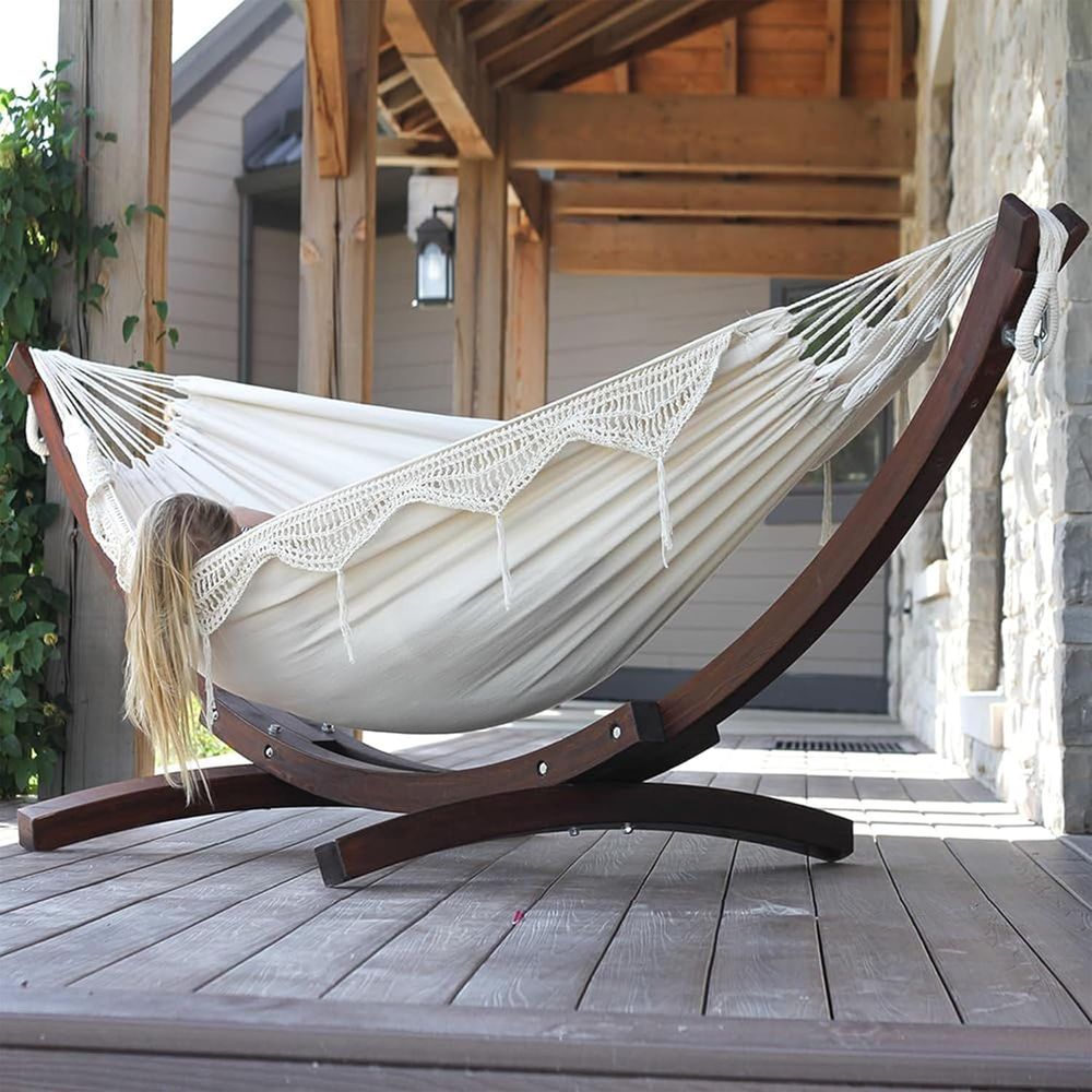 단단한 소나무 아치형 스탠드가 있는 이중 면 해먹 -  - Hammock With Stand 리뷰 및 가격