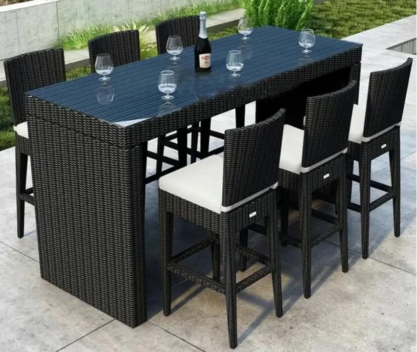7피스 라탄 바 세트 정원 위커 다이닝 세트 1개 테이 - Outdoor Furniture Europe 리뷰 및 가격
