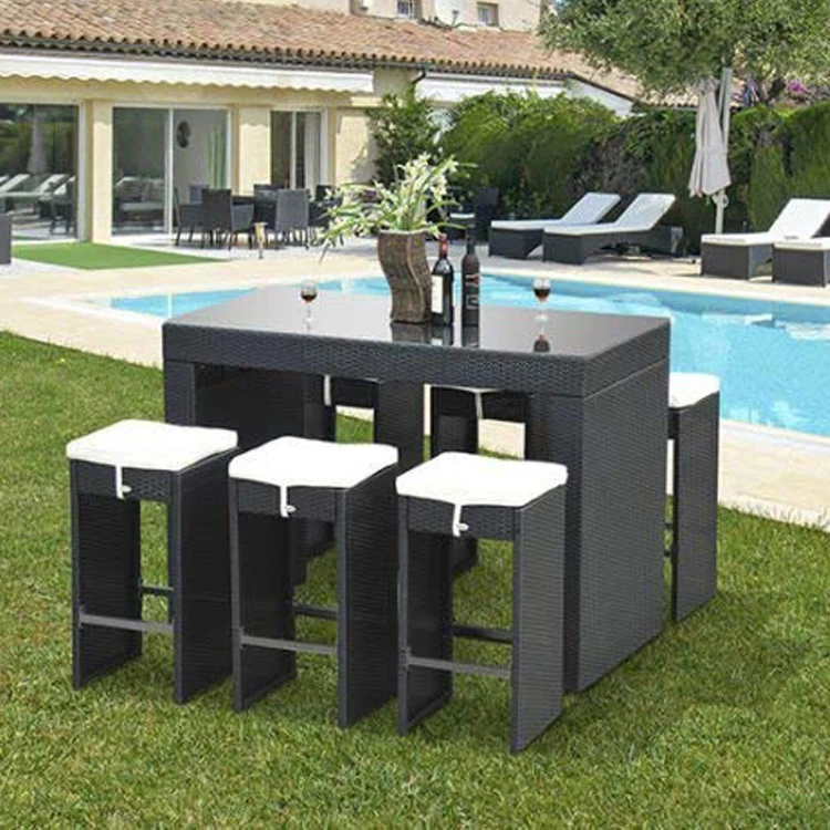 7피스 라탄 바 세트 정원 위커 다이닝 세트 1개 테이 - Outdoor Furniture Europe 리뷰 및 가격