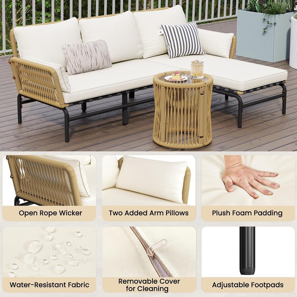 3피스 L자형 야외 파티오 가구 세트(분리 가능한 라운 - Outdoor Furniture L Shape 리뷰 및 가격