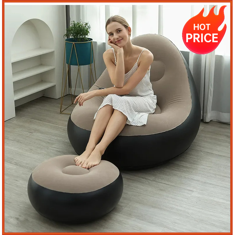 팽창식 레이지 소파 의자 PVC 플로킹 접이식 소파 슬 - Outdoor Furniture Ideas 리뷰 및 가격