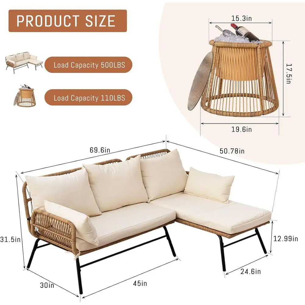 보헤미안 스타일 파티오 가구 세트(쿠션 포함), 야외용 - Outdoor Furniture L Shape 리뷰 및 가격