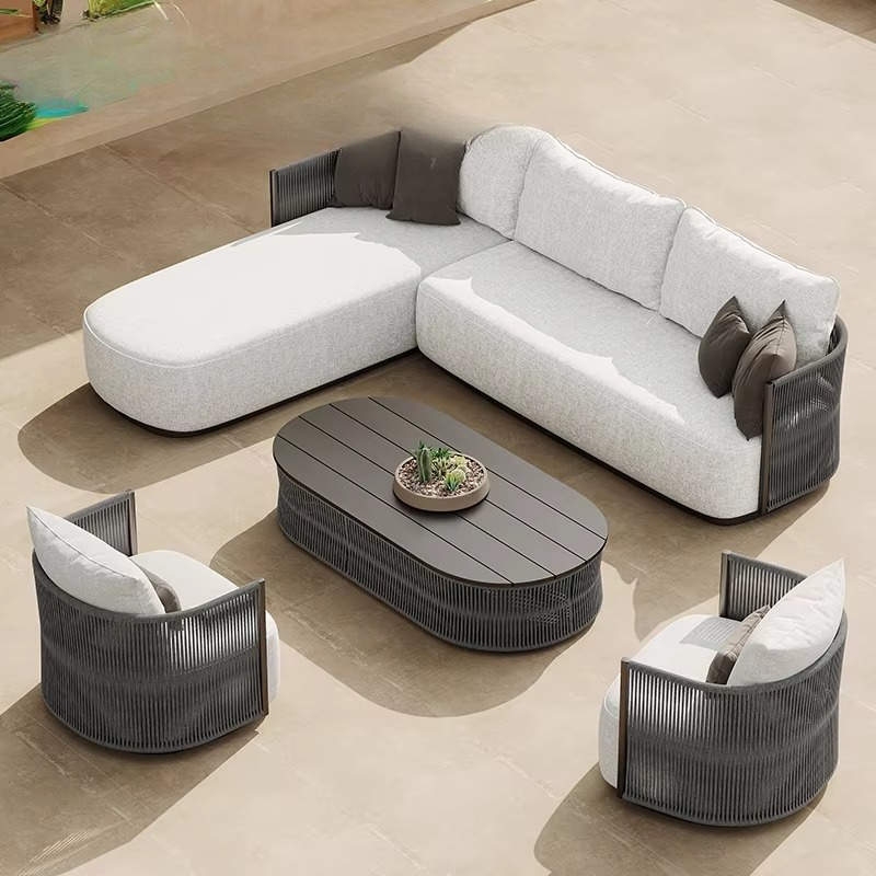 파티오 세트 정원 수영장 로프 모던 소파 럭셔리 소파  - Outdoor Furniture L Shape 리뷰 및 가격