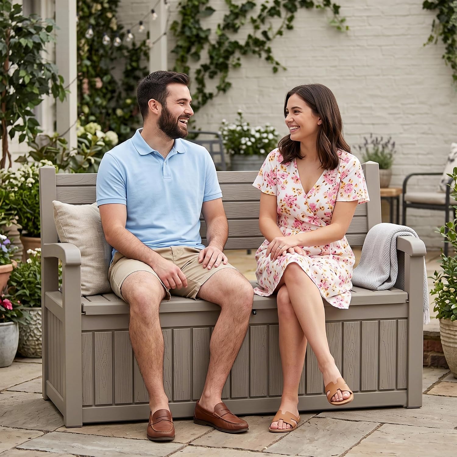 100갤런 야외용 수납 벤치 데크 박스 방수 레진 잠금 - Outdoor Furniture No Cushions 리뷰 및 가격
