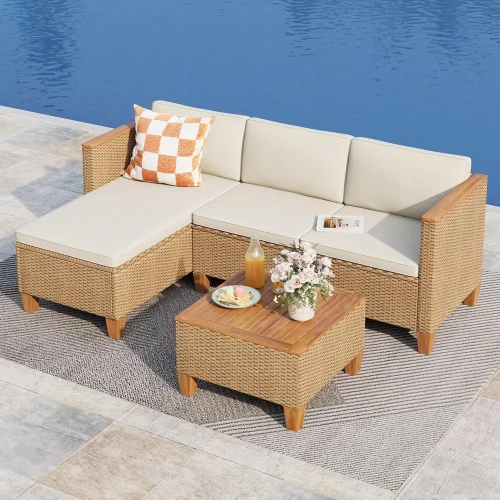 3피스 야외 파티오 가구 세트: 데크, 현관, 정원용  - Outdoor Furniture L Shape 리뷰 및 가격