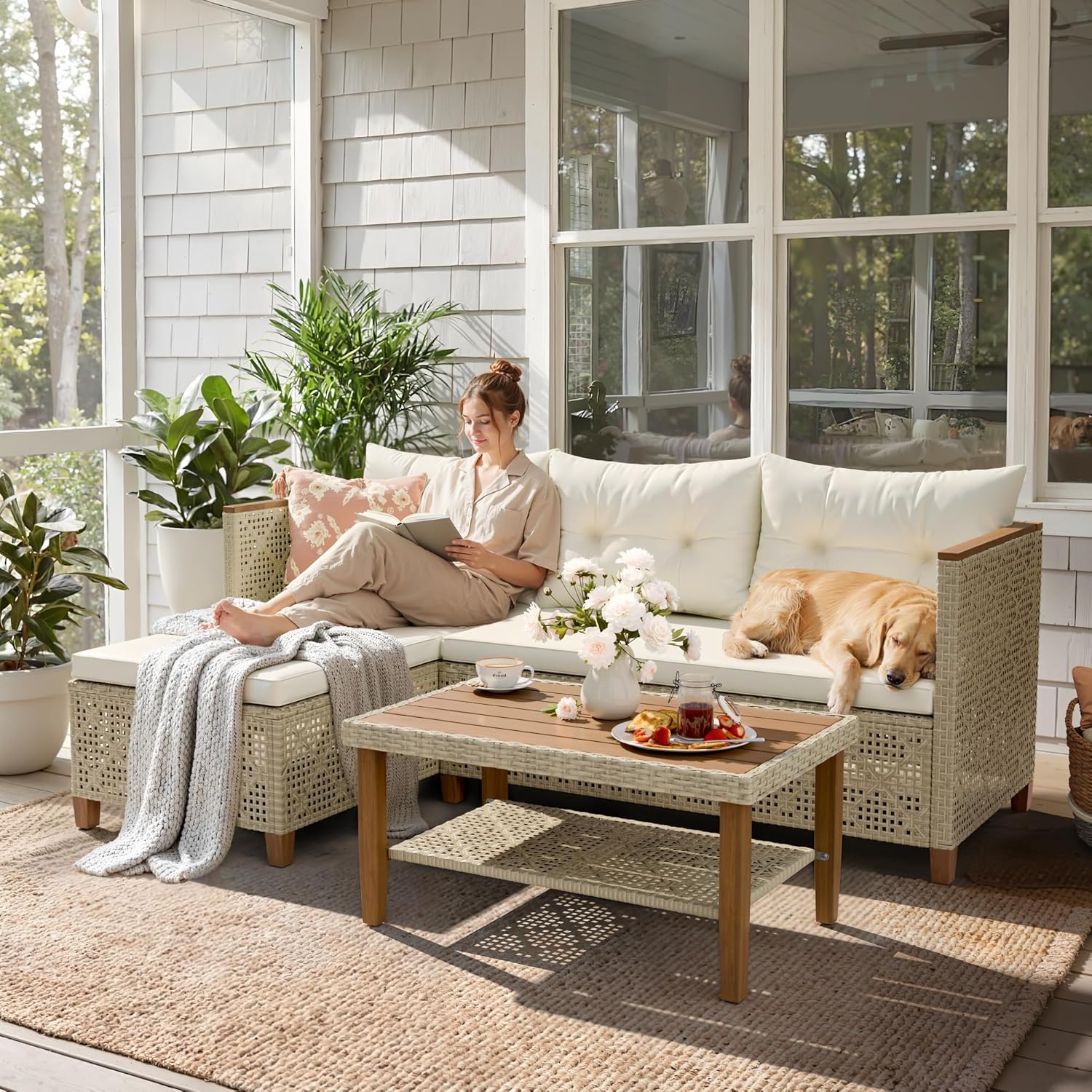 전천후 모듈형 PE 위커 L자형 소파 세트 수공예 쿠션 - Outdoor Furniture L Shape 리뷰 및 가격