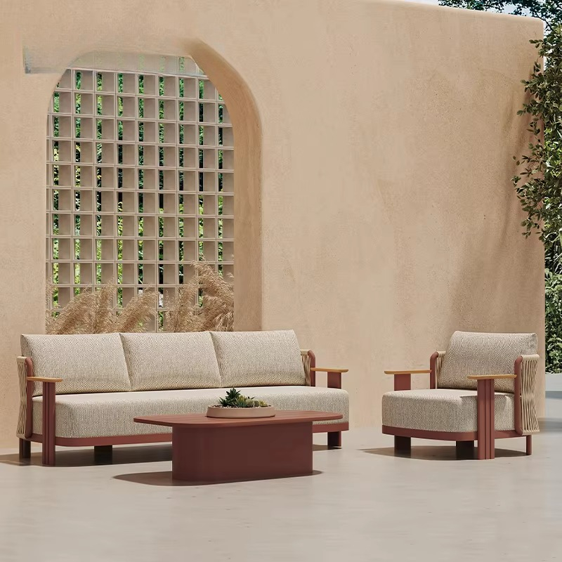 휴가용 빌라 야외 소파 세트 고급 알루미늄 야외 가구  - Outdoor Furniture L Shape 리뷰 및 가격