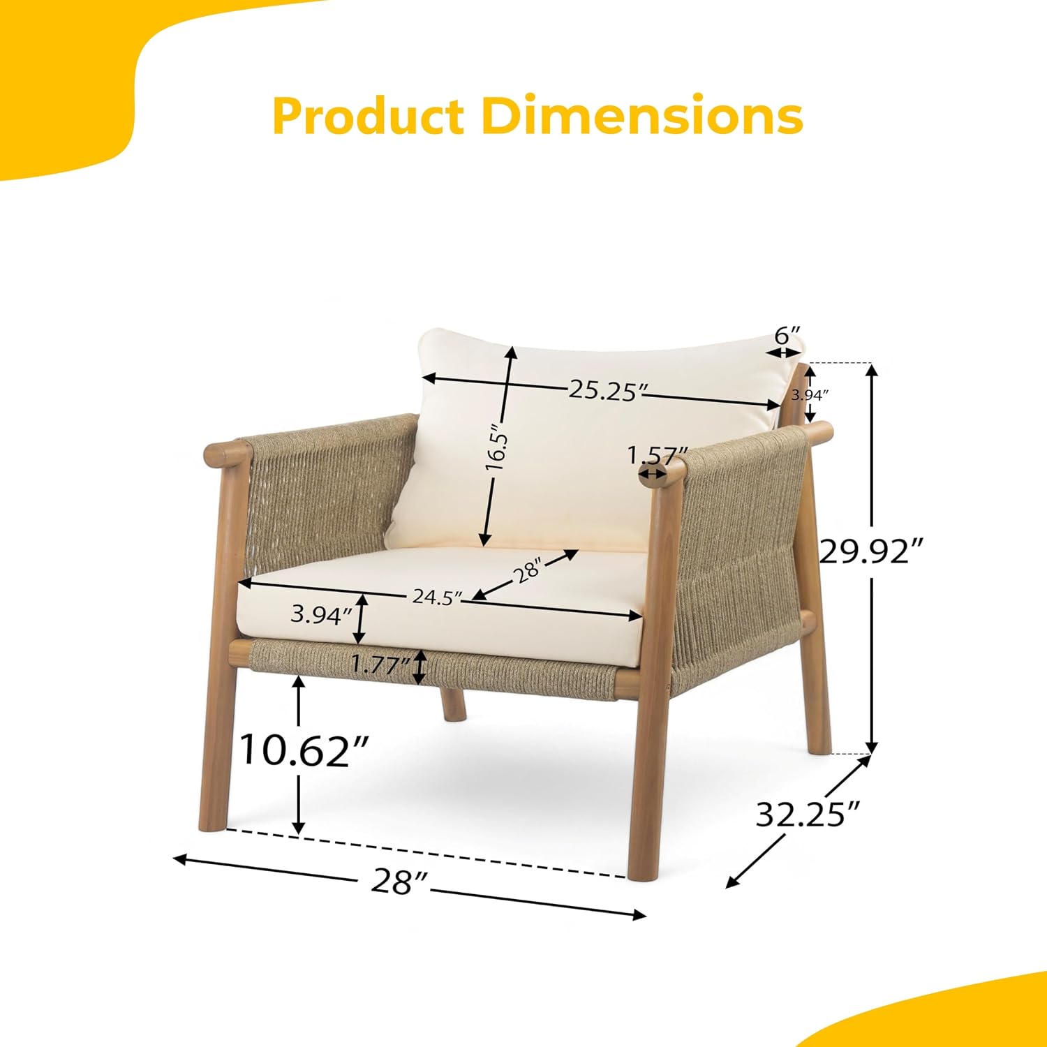 야외용 원목 팔걸이 의자, 로프 직조 등받이, 내후성  - Deck Chair Lounger 리뷰 및 가격