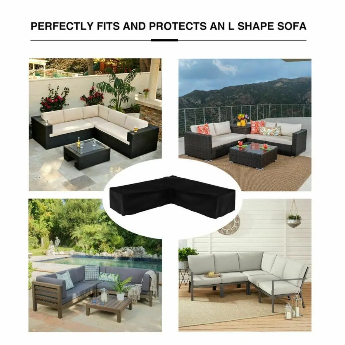 L자형 야외 소파 커버, 방풍 및 자외선 차단 폴리에스 - Outdoor Furniture L Shape 리뷰 및 가격